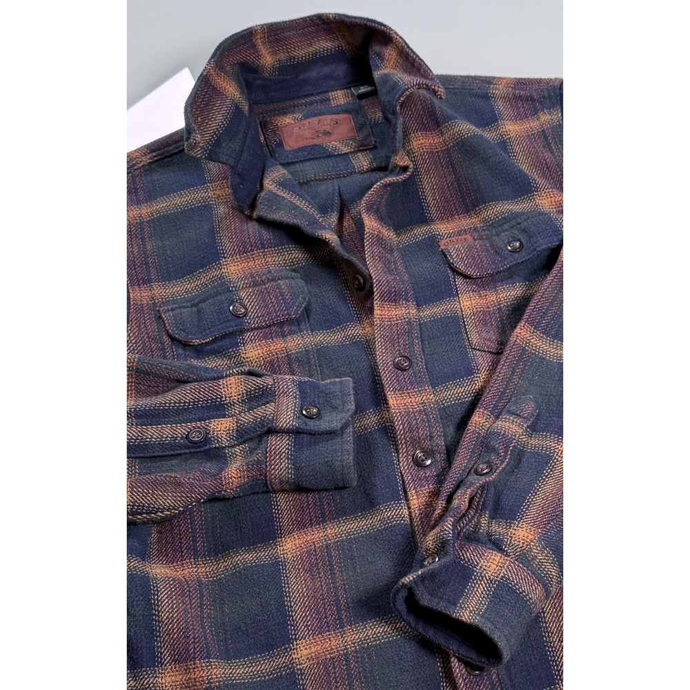 Orvis Big Bear Heavyweight Flannel Shirt Jacket Plaid Mens Medium Side Pockets